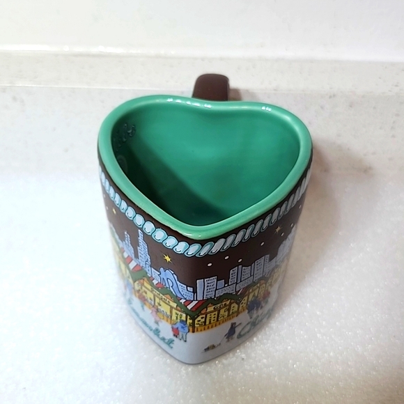 2018 Chicago Christkindlmarket Heart shaped mug. Brown/Seafoam green inside - Picture 2 of 4